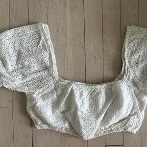 White Eyelet Puff Sleeve Top